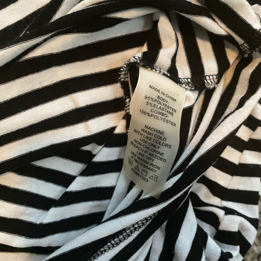 Vince Camuto Black and Blue Striped Dress Sz Large - Picture 5 of 10
